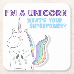 Dessous-de-verre Carré En Papier Superpuissance de l'Unicorne