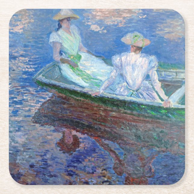 Dessous-de-verre Carré En Papier Sur le bateau, Monet (Devant)