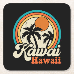Dessous-de-verre Carré En Papier Surf Kawaii Hawaï