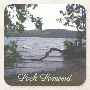Dessous-de-verre Carré En Papier Swans sur Loch Lomond
