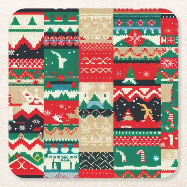 Dessous-de-verre Carré En Papier Sweat moche de Noël 8 (Devant)