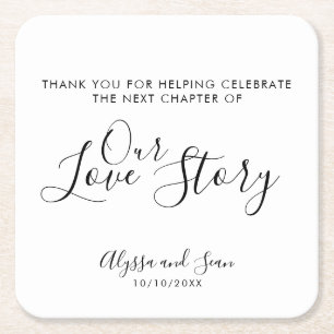 Dessous-de-verre Carré En Papier Sweet Our Love Story Mariage Réception