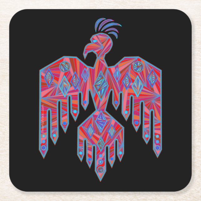 Dessous-de-verre Carré En Papier Symbole amérindien Thunderbird Art (Devant)