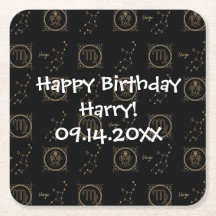 Symbole Anniversaire Black & Gold Zodiac Virgo Ast