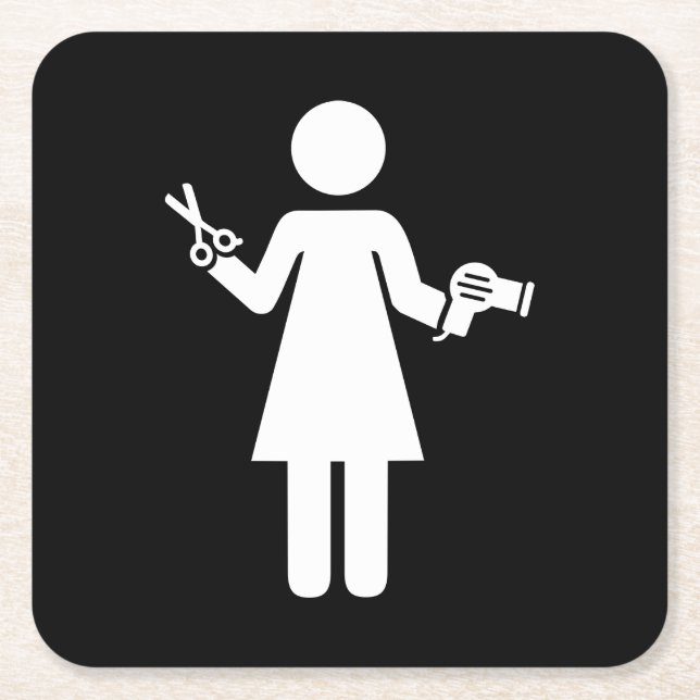 Dessous-de-verre Carré En Papier Symbole coiffeur (Devant)