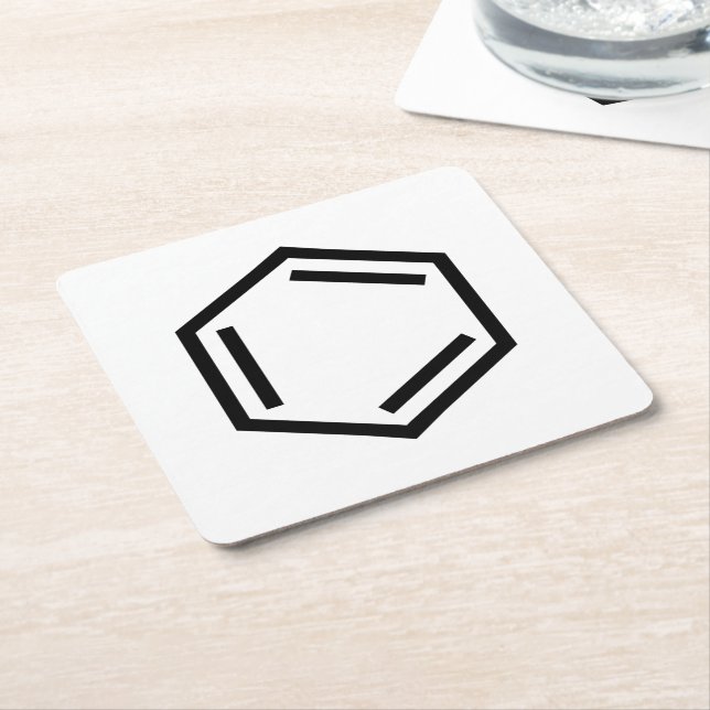DESSOUS-DE-VERRE CARRÉ EN PAPIER SYMBOLE D'ANNEAU BENZENE (Incliné)