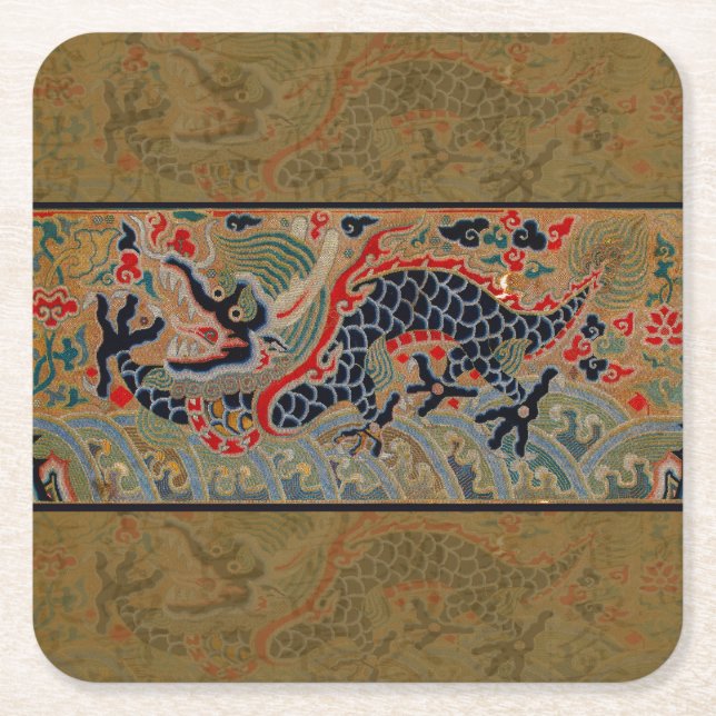 Dessous-de-verre Carré En Papier Symbole dragon chinois Antique asiatique (Devant)