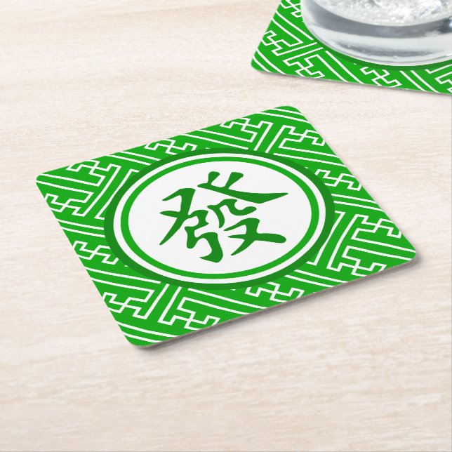Dessous-de-verre Carré En Papier Symbole Lucky Mahjong (Incliné)
