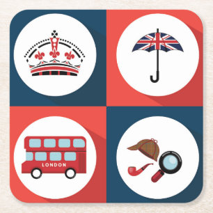 Dessous-de-verre Carré En Papier Symboles d'Angleterre divers