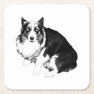 Dessous-de-verre Carré En Papier Table Calme, Corgi Calme