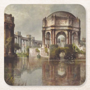 Dessous-de-verre Carré En Papier Tableau du Palais des Beaux-Arts vintage