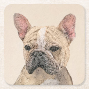 Dessous-de-verre Carré En Papier Tableau Français Bulldog (Sable) - Joli Original D