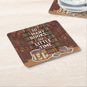 Dessous-de-verre Carré En Papier Tant de livres, si peu de temps