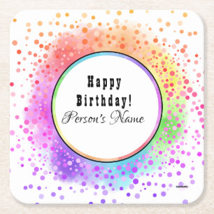 Dessous-de-verre Carré En Papier Tapis de table coloré Joyeux Anniversaire en papie