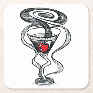 Dessous-de-verre Carré En Papier Tapis de verre à cocktail surréaliste en forme de