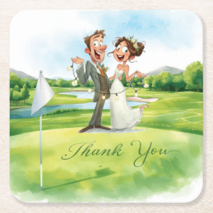 Dessous-de-verre Carré En Papier Tapis de verre Golf Merci Terrain de golf élégan