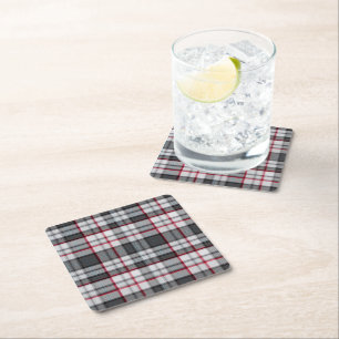 Dessous-de-verre Carré En Papier Tartan à texture grise