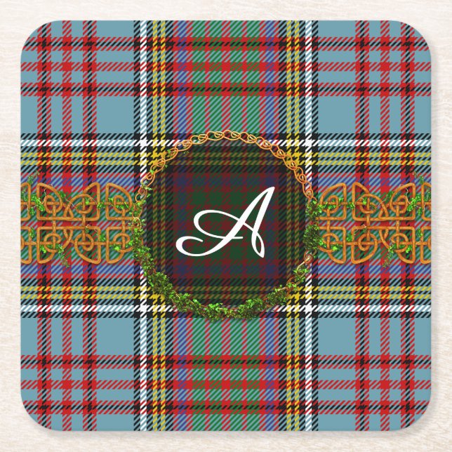 Dessous-de-verre Carré En Papier Tartan d'Anderson de monogramme (Devant)