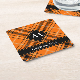 Dessous-de-verre Carré En Papier Tartan orange d'Halloween