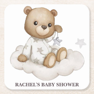 Dessous-de-verre Carré En Papier Tasse nuage ours en peluche Baby Shower