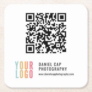Dessous-de-verre Carré En Papier Tasses publicitaires à logo personnalisé Code QR