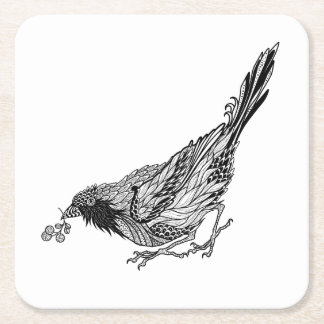 Dessous-de-verre Carré En Papier Tatouage d'oiseau