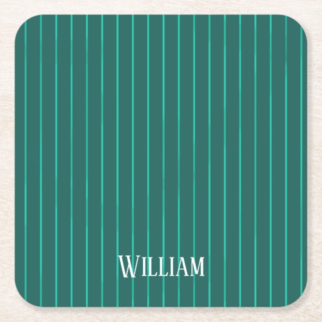 Dessous-de-verre Carré En Papier Teal pinstripes (Devant)