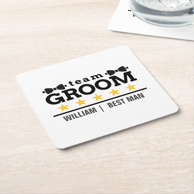 Dessous-de-verre Carré En Papier Team Groom Best Man (Incliné)