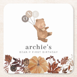 Dessous-de-verre Carré En Papier Teddy Bear Citrouille - 1er Anniversaire