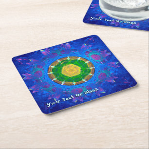 Dessous-de-verre Carré En Papier Teinture à tarte bleu-vert