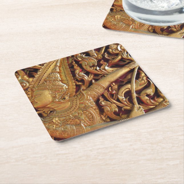 Dessous-de-verre Carré En Papier Temple bouddhiste thaïlandais Détail (Incliné)