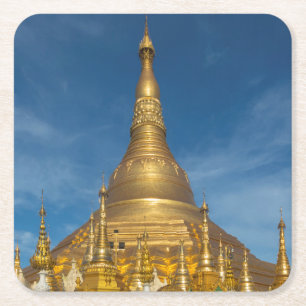 Dessous-de-verre Carré En Papier Temple du Stupa doré