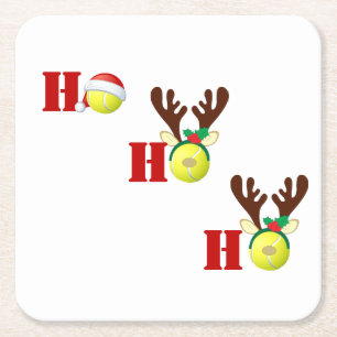 Dessous-de-verre Carré En Papier Tennis Ball Ho Ho Ho Santa Reindeer Christmas