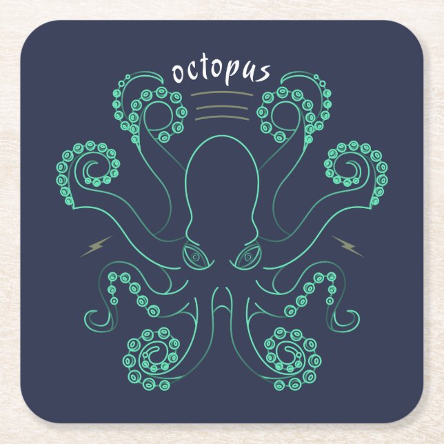 Dessous-de-verre Carré En Papier Tentacules de céphalopodes octopus (Devant)