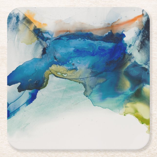 Dessous-de-verre Carré En Papier Terrain Abstrait - Bleu (Devant)