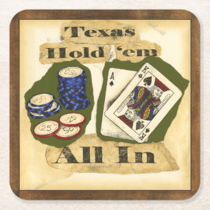 Dessous-de-verre Carré En Papier Texas Hold 'Em main avec le roi et l'as