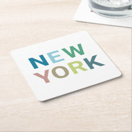 Dessous-de-verre Carré En Papier Texte coloré de New York    