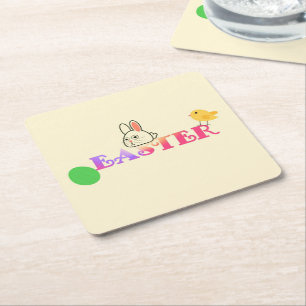 Dessous-de-verre Carré En Papier Texte, lapin et chic thème de Pâques