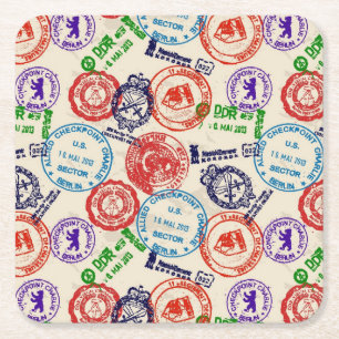 Dessous-de-verre Carré En Papier Texture avec de vrais timbres