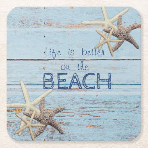 Dessous-de-verre Carré En Papier Texture en Bois Bleu Adorable, Amidon