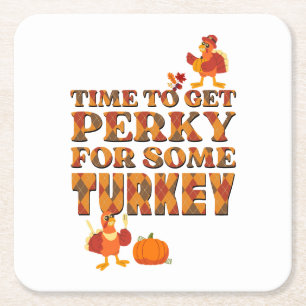 Dessous-de-verre Carré En Papier Thanksgiving PERKY POUR TURKEY Plaid