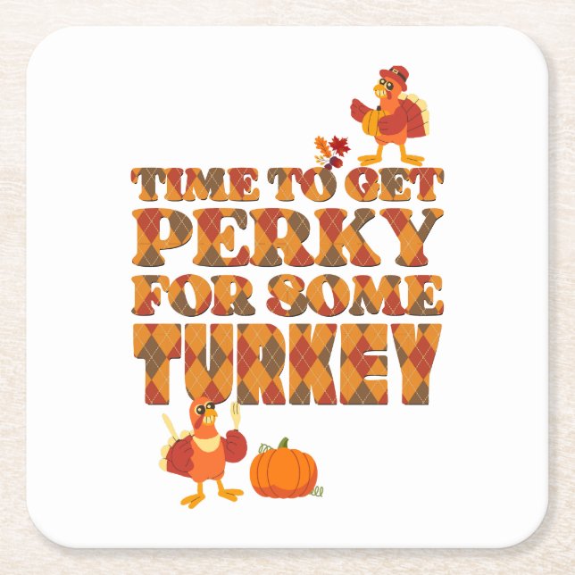 Dessous-de-verre Carré En Papier Thanksgiving PERKY POUR TURKEY Plaid (Devant)