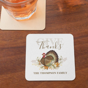 Dessous-de-verre Carré En Papier Thanksgiving Simple Turquie Elégant Donner Un Reme