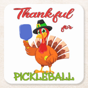 Dessous-de-verre Carré En Papier Thanksgiving Turkey - Thankful Pickleball