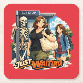 Dessous-de-verre Carré En Papier The bus stop