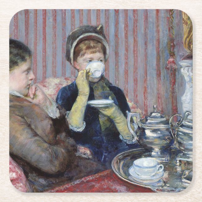 Dessous-de-verre Carré En Papier Thé de l'après-midi, Mary Cassatt (Devant)
