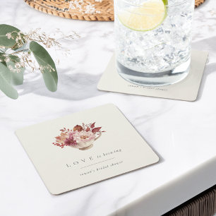 Dessous-de-verre Carré En Papier Thé de mariage automnal Fleurs d'automne Tasse à t