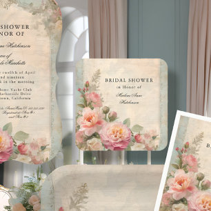 Dessous-de-verre Carré En Papier Thé Élégant de Mariage Floral Vintage à la Françai