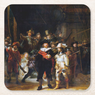 Dessous-de-verre Carré En Papier The Night Watch, Rembrandt, 1642
