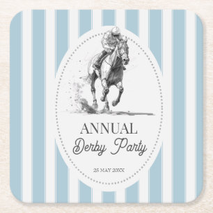 Dessous-de-verre Carré En Papier Thème de fête de courses de chevaux de Derby rayur
